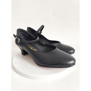 New Dance Shoes 6.5 Leather Sole Black Mary Jane Salsa Theater Spin Closed Toe